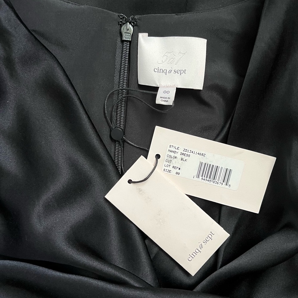 Cinq a Sept Mandy Draped Silk Dress - Black Silk - Picture 10 of 12